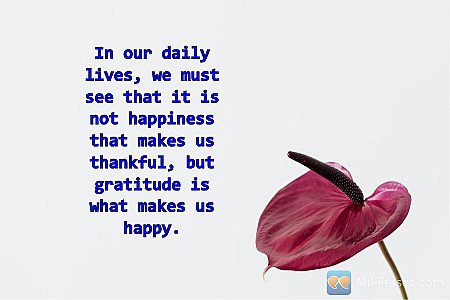 In our daily lives, we must see that it is not happiness that makes us thankful,...