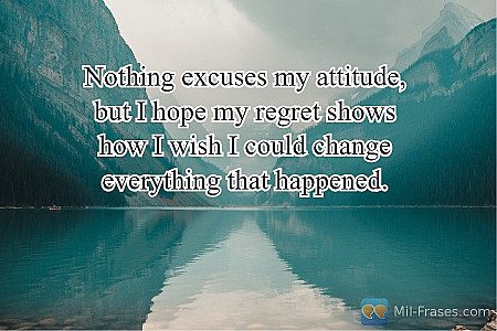 Nothing excuses my attitude, but I hope my regret shows how I wish I could chang...