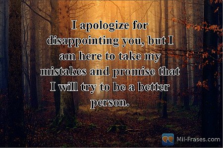 I apologize for disappointing you, but I am here to take my mistakes and promise...