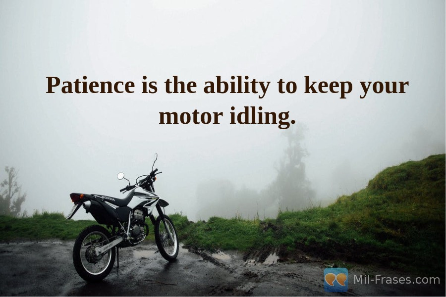 An image with the following quote Patience is the ability to keep your motor idling.