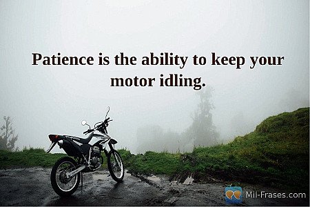 Patience is the ability to keep your motor idling.