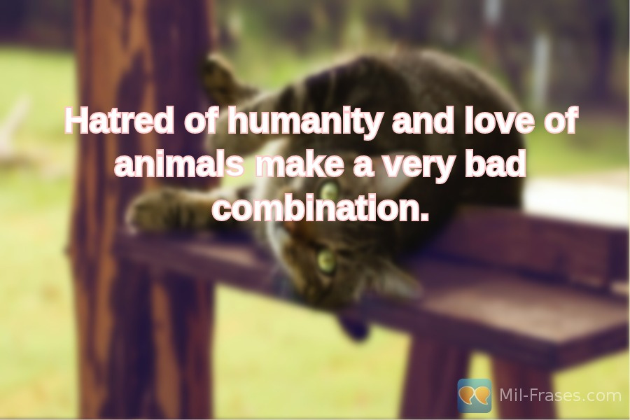 An image with the following quote Hatred of humanity and love of animals make a very bad combination.