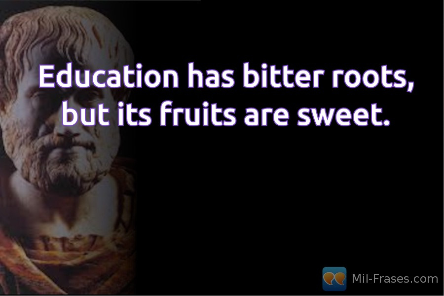 An image with the following quote Education has bitter roots, but its fruits are sweet.