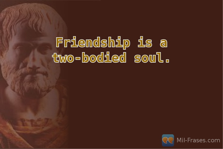 An image with the following quote Friendship is a two-bodied soul.