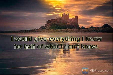 I would give everything I know for half of what I don't know.