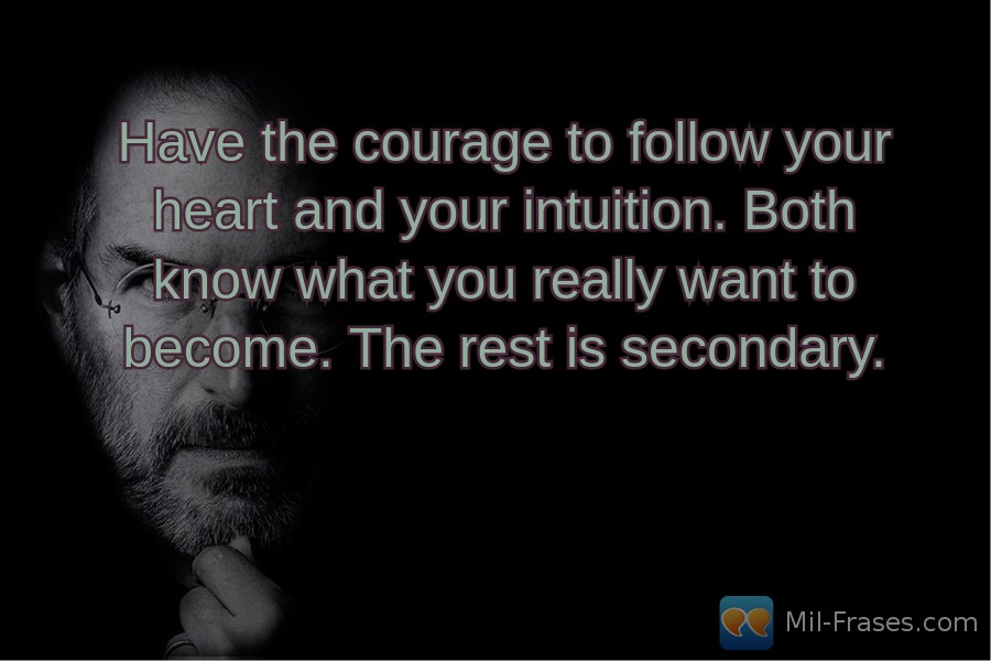 Une image avec la citation suivante Have the courage to follow your heart and your intuition. Both know what you really want to become. The rest is secondary.