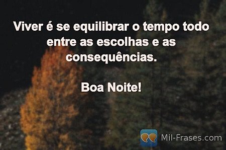 Viver é se equilibrar o tempo todo entre as escolhas e as consequências.

Boa No...