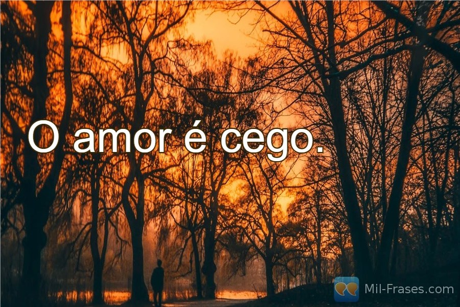 An image with the following quote O amor é cego.