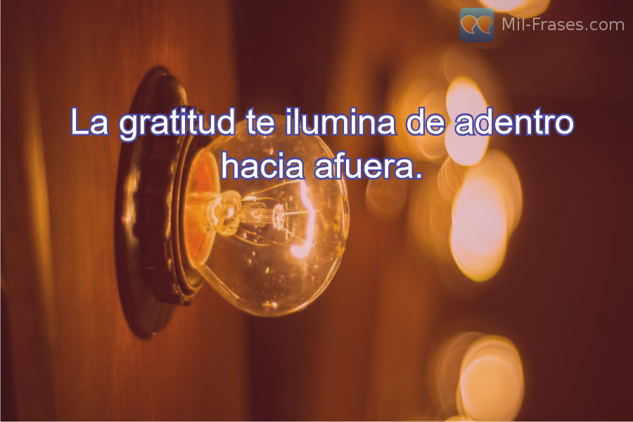 An image with the following quote La gratitud te ilumina de adentro hacia afuera.