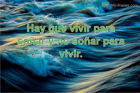 Hay que vivir para soñar y no soñar para vivir.
