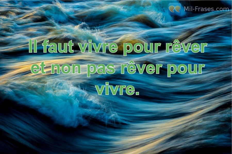 An image with the following quote Il faut vivre pour rêver et non pas rêver pour vivre.
