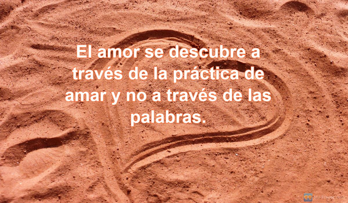 An image with the following quote El amor se descubre a través de la práctica de amar y no a través de las palabras.