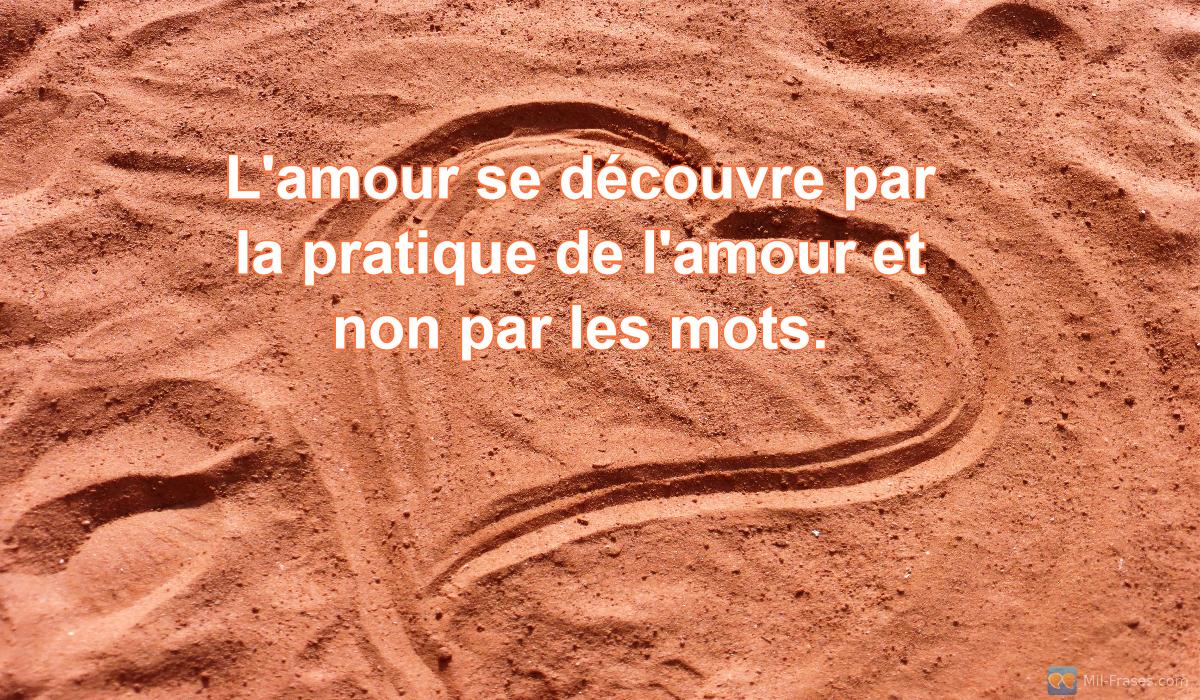 An image with the following quote L'amour se découvre par la pratique de l'amour et non par les mots.