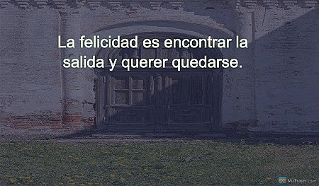 La felicidad es encontrar la salida y querer quedarse.