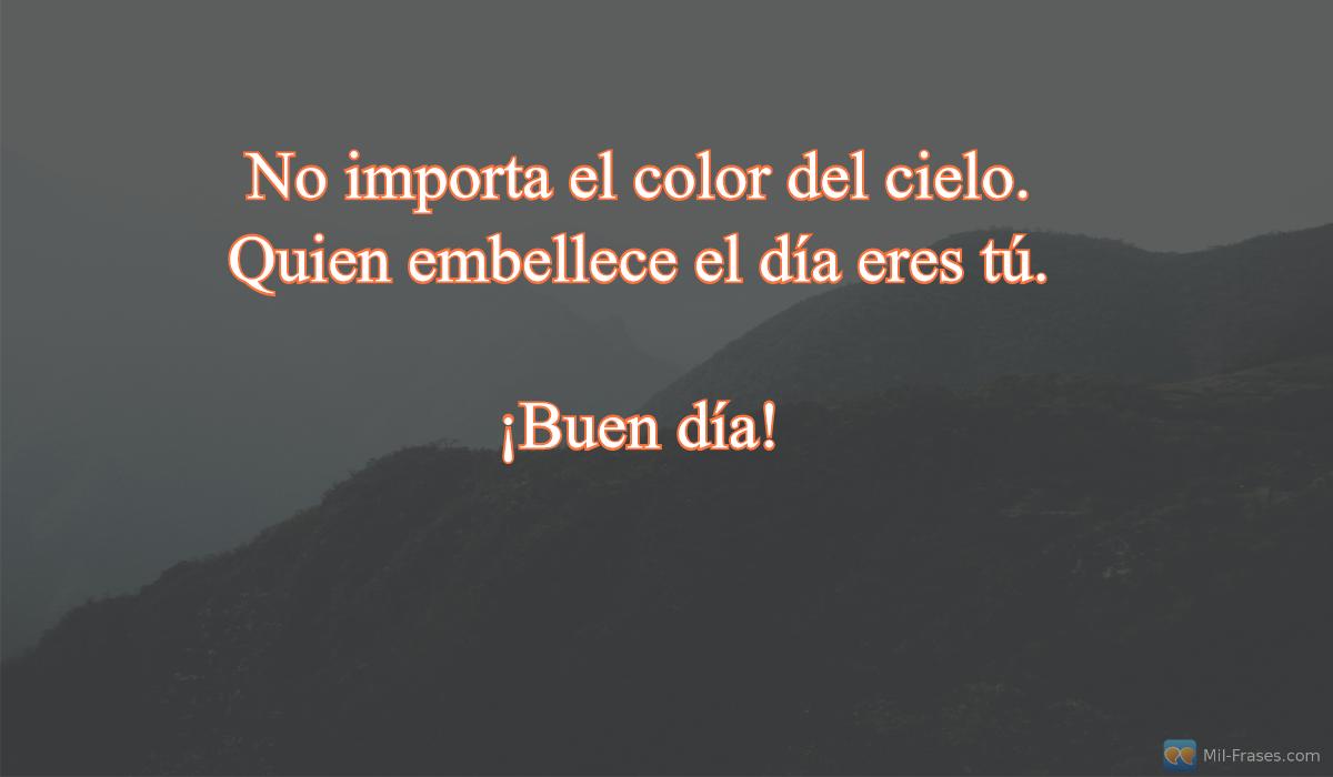 An image with the following quote No importa el color del cielo. Quien embellece el día eres tú.

¡Buen día!