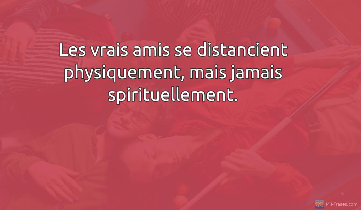 An image with the following quote Les vrais amis se distancient physiquement, mais jamais spirituellement.