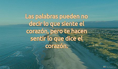 Las palabras pueden no decir lo que siente el corazón, pero te hacen sentir lo q...