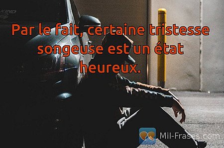 Par le fait, certaine tristesse songeuse est un état heureux.