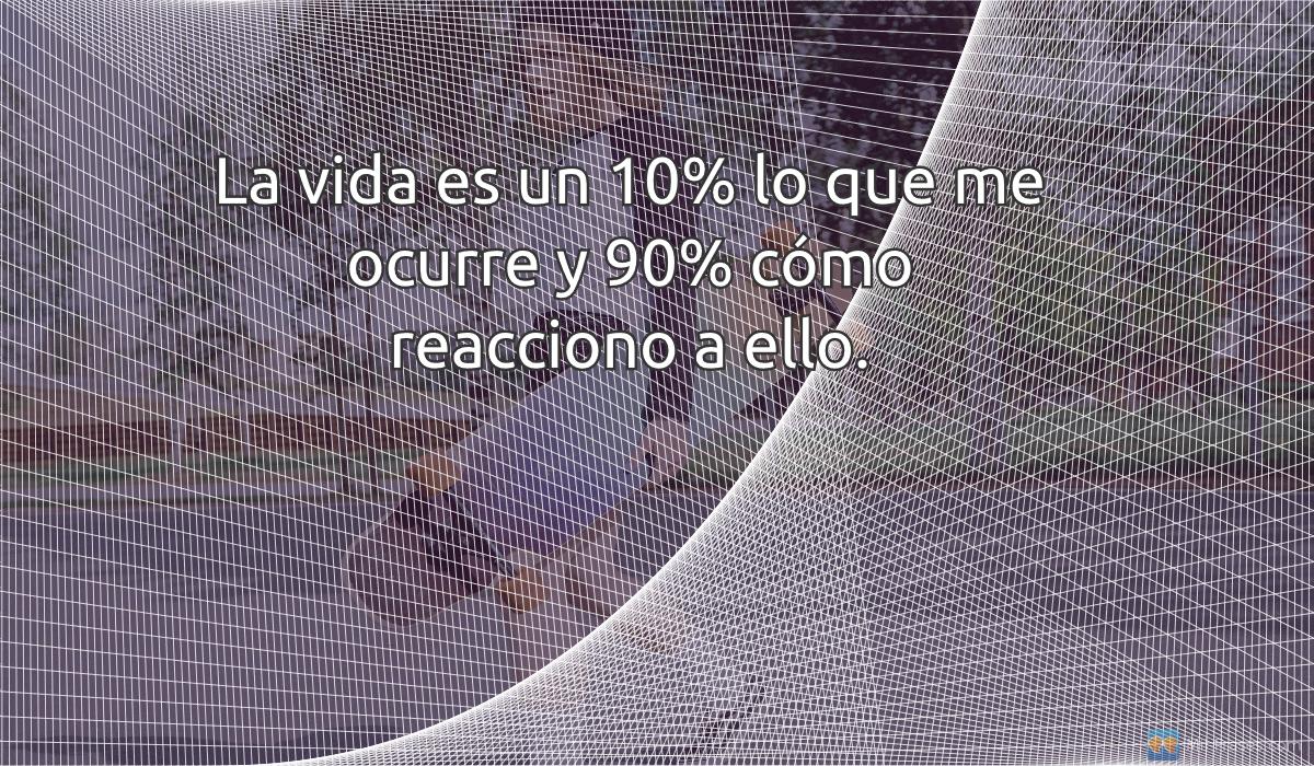 An image with the following quote La vida es un 10% lo que me ocurre y 90% cómo reacciono a ello.