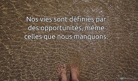 Nos vies sont définies par des opportunités, même celles que nous manquons.