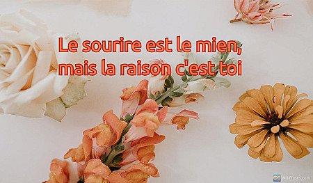 Le sourire est le mien, mais la raison c'est toi