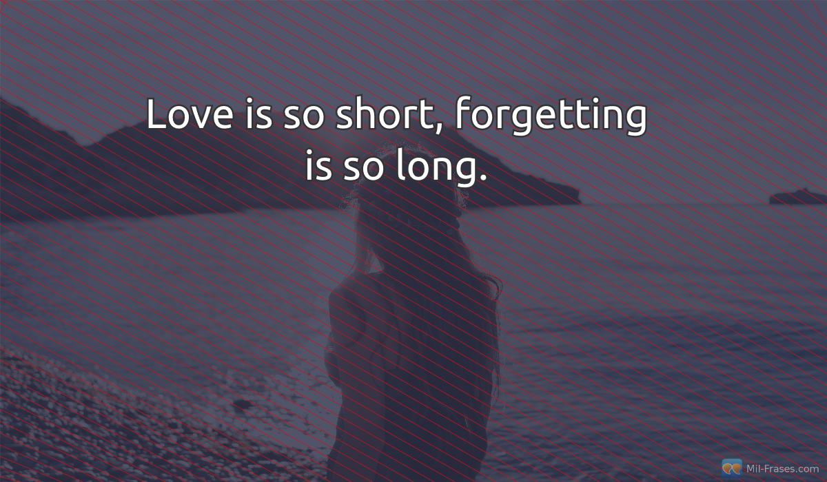 An image with the following quote Love is so short, forgetting is so long.