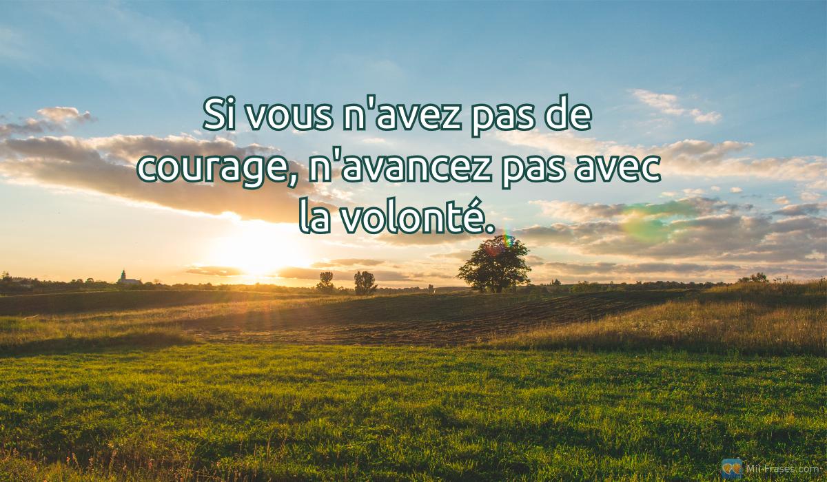An image with the following quote Si vous n'avez pas de courage, n'avancez pas avec la volonté.