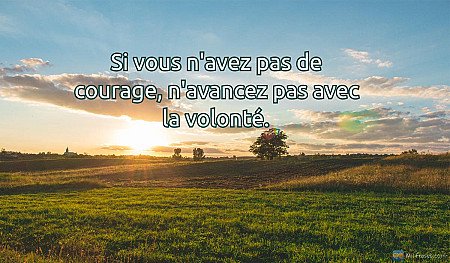 Si vous n'avez pas de courage, n'avancez pas avec la volonté.