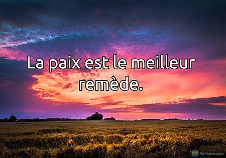 La paix est le meilleur remède.
