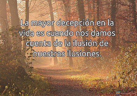 La mayor decepción en la vida es cuando nos damos cuenta de la ilusión de nuestr...