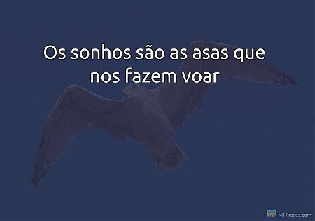Os sonhos são as asas que nos fazem voar