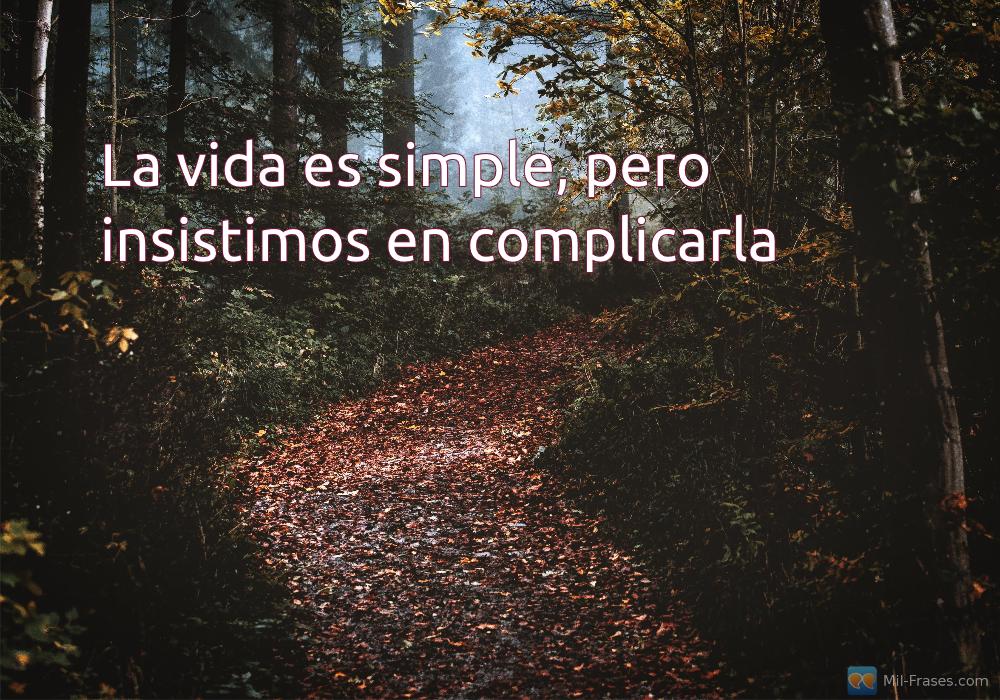 An image with the following quote La vida es simple, pero insistimos en complicarla
