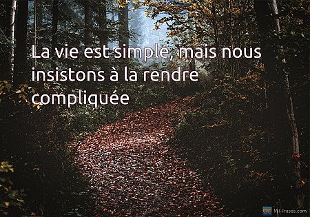 La vie est simple, mais nous insistons à la rendre compliquée