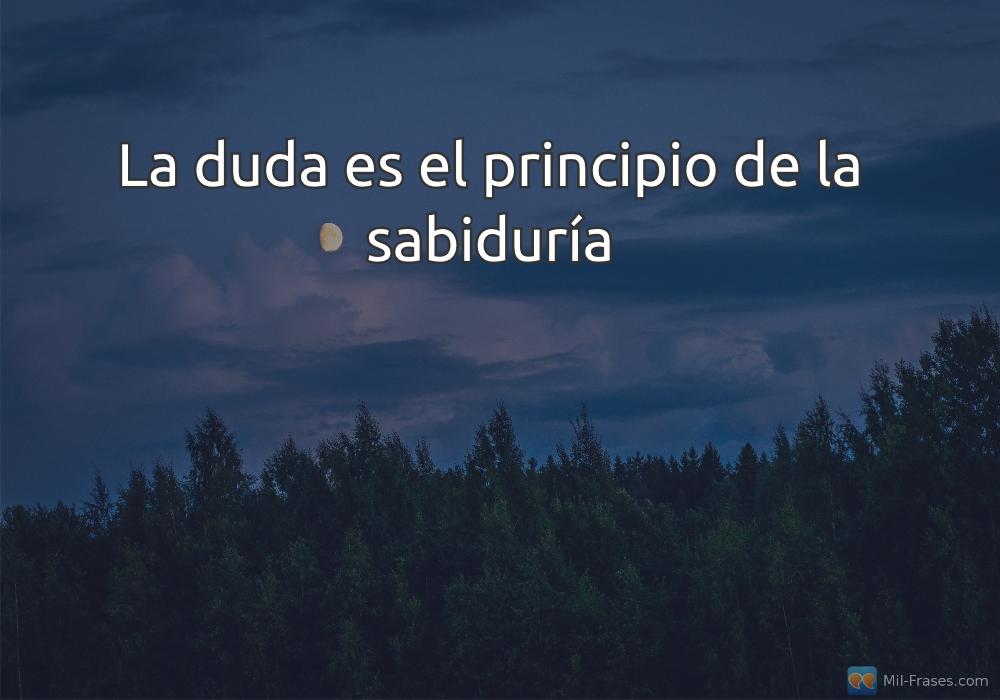 An image with the following quote La duda es el principio de la sabiduría