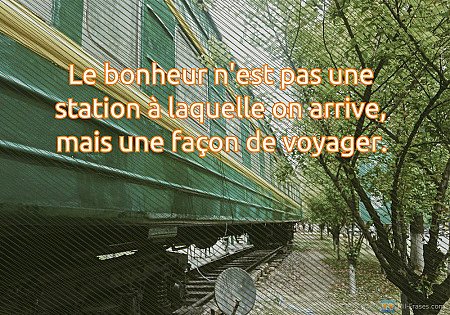 Le bonheur n'est pas une station à laquelle on arrive, mais une façon de voyager...