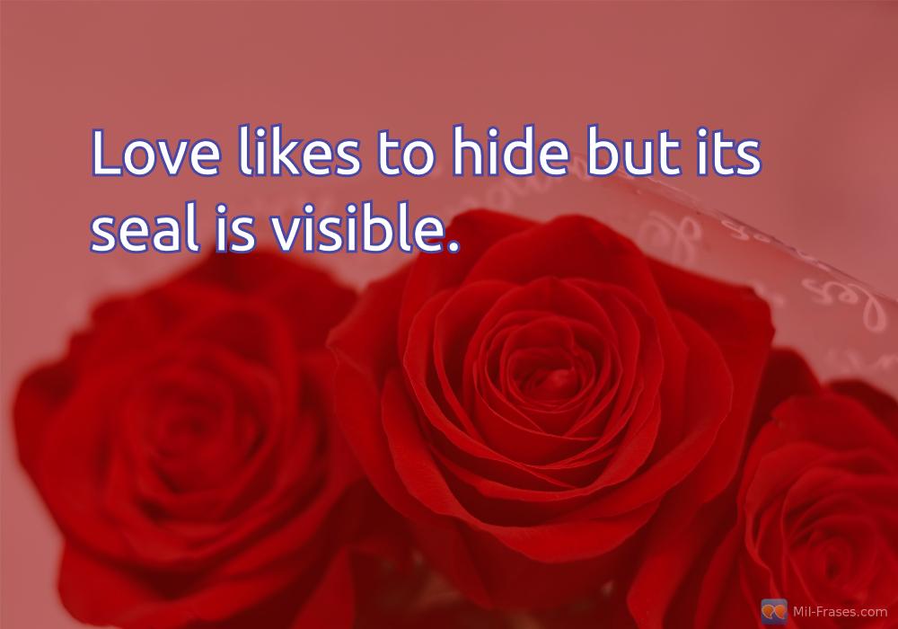 An image with the following quote Love likes to hide but its seal is visible.