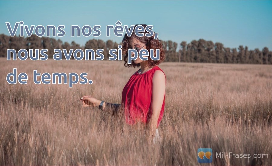 An image with the following quote Vivons nos rêves, nous avons si peu de temps.
