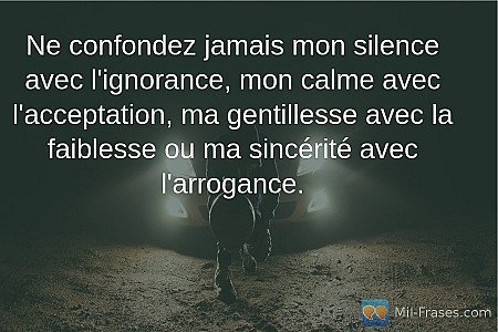 Ne confondez jamais mon silence avec l'ignorance, mon calme avec l'acceptation,...