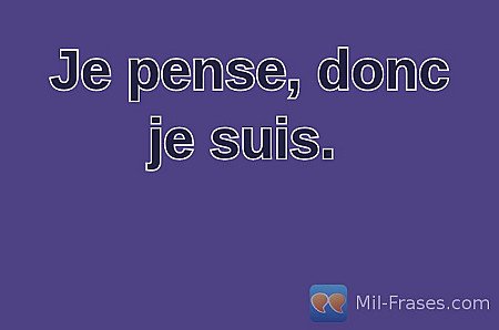  Je pense, donc je suis.
