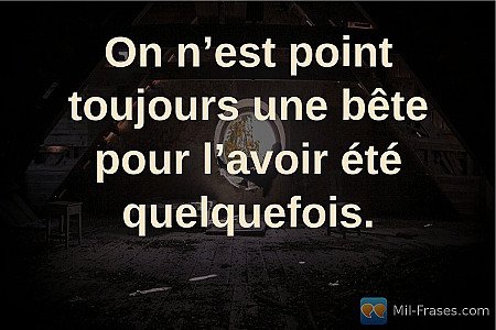 On n’est point toujours une bête pour l’avoir été quelquefois.