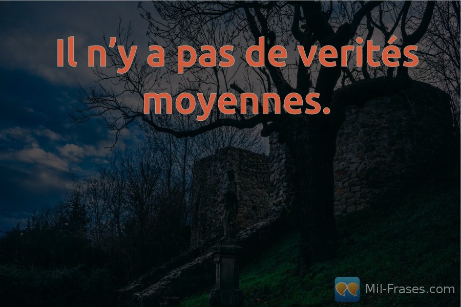 An image with the following quote Il n’y a pas de verités moyennes.