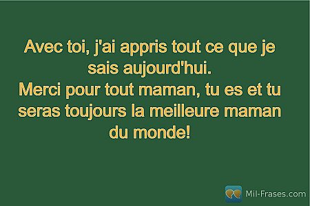 Avec toi, j'ai appris tout ce que je sais aujourd'hui.
Merci pour tout maman, tu...