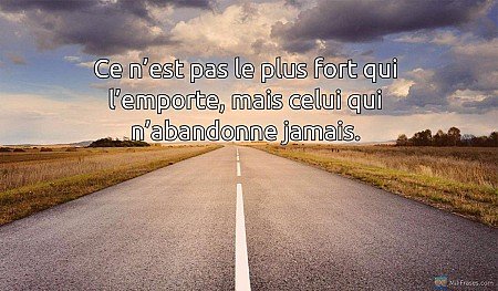 Ce n’est pas le plus fort qui l’emporte, mais celui qui n’abandonne jamais.