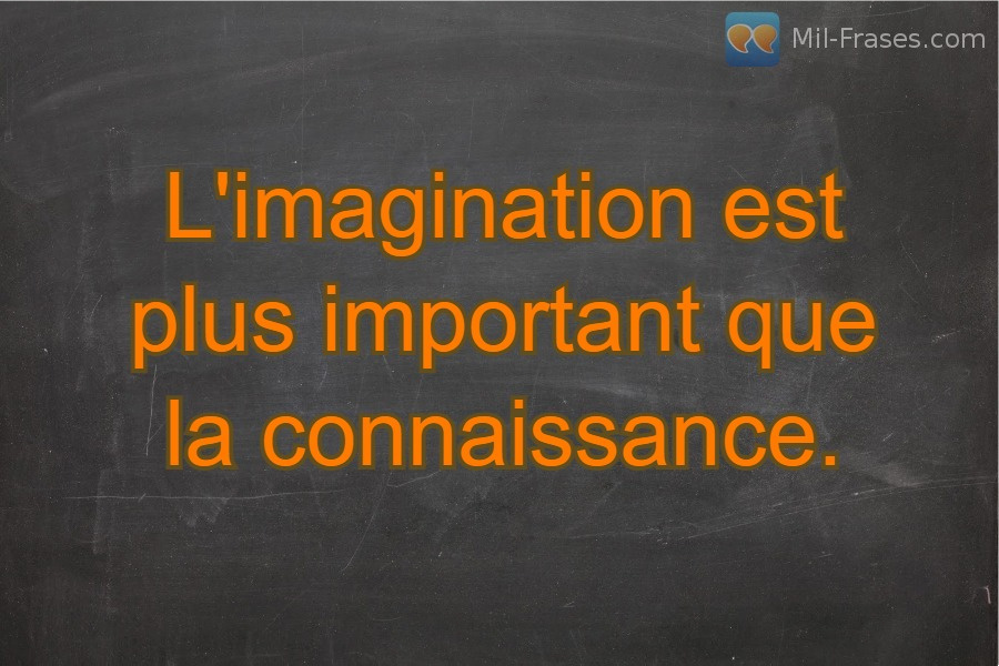 An image with the following quote L'imagination est plus important que la connaissance.