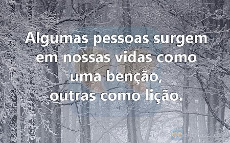 Algumas pessoas surgem em nossas vidas como uma benção, outras como lição.