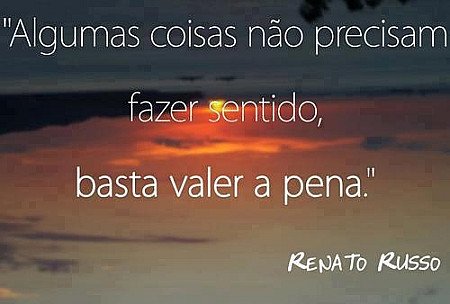 Algumas coisas não precisam fazer sentido, basta valer a pena.